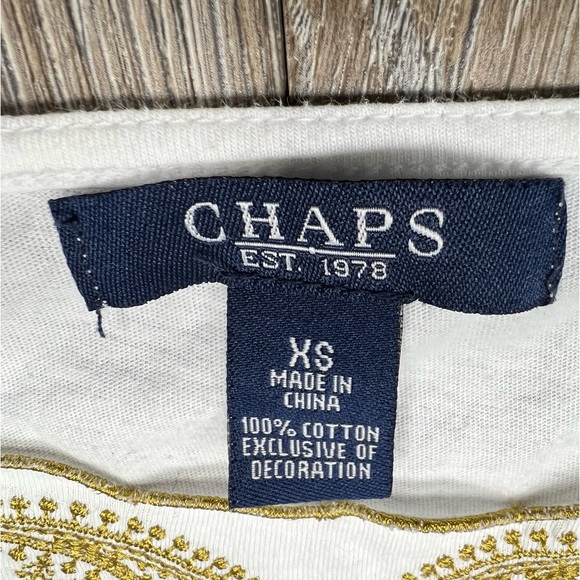 Chaps white cotton top, sz XS - Picture 7 of 7